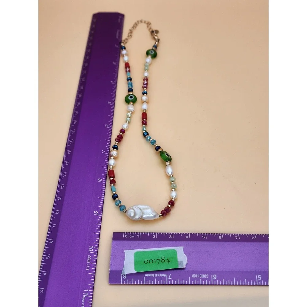 MAYOL Signed Baroque Pearls 24k Gold Plated, Semiprecious & Glass Beads Necklace
